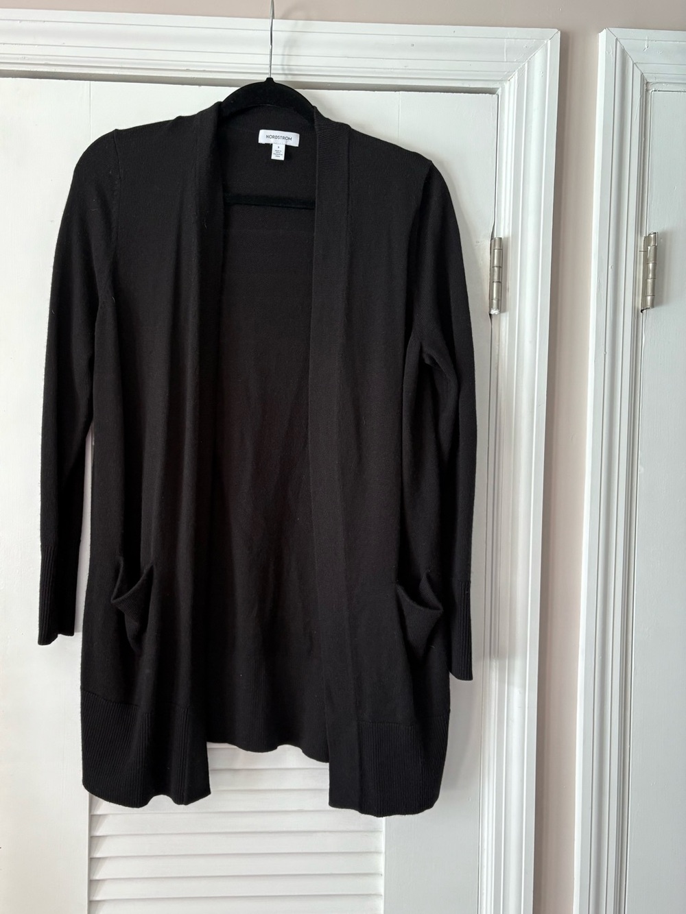 NWOT Nordstrom Black Longline Open Front Cardigan Sweater (Women’s Size S)